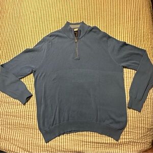 Untuckit Sweater Mens XL Blue Cotton Duncan 1/4 Zip Long Sleeve Stretch Knit